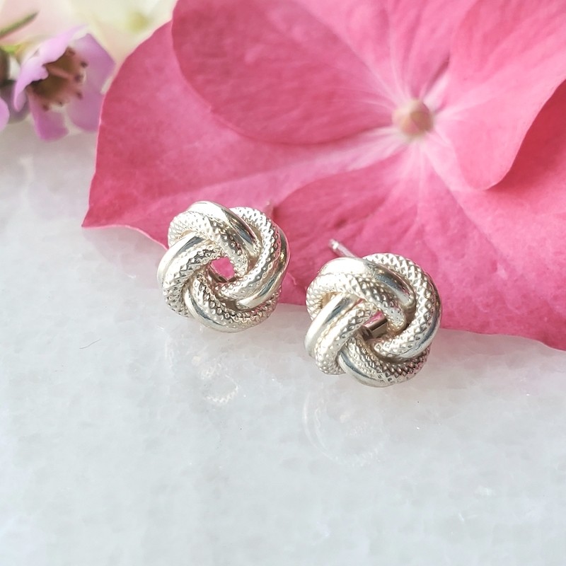 Sterling Silver Small Love Knot Earrings By PD Collection