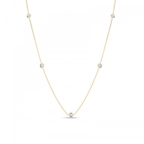 Roberto Coin  Yellow Gold 5 Station Diamonds By The Inch Necklace