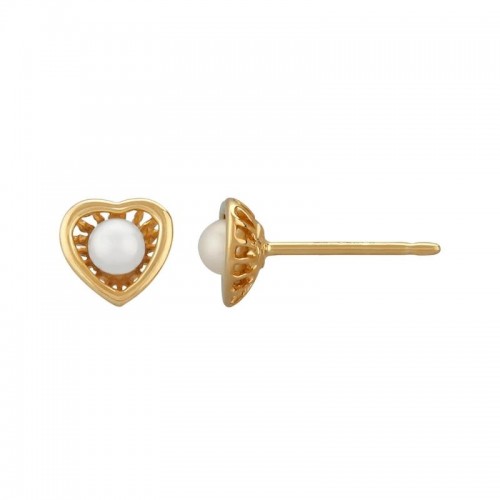 PD Collection Cultured Pearl Heart Earrings