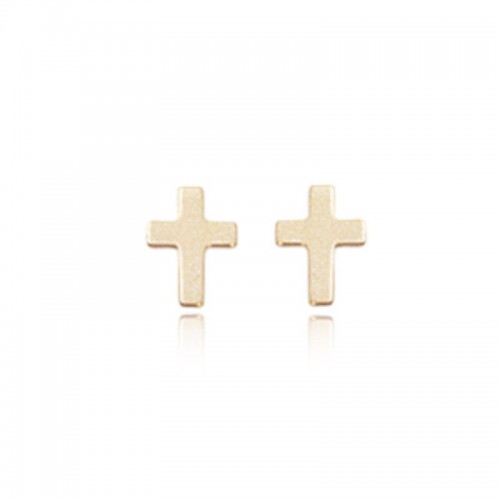 14K Small Cross Stud Earrings By PD Collection