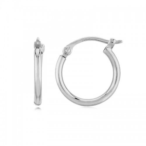14K White Gold 1.5Mm Small Tube Hoop Earrings 12Mm Diameter By PD Collection
