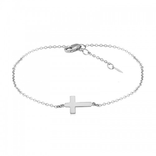14K White Gold Small Cross Bracelet By PD Collection