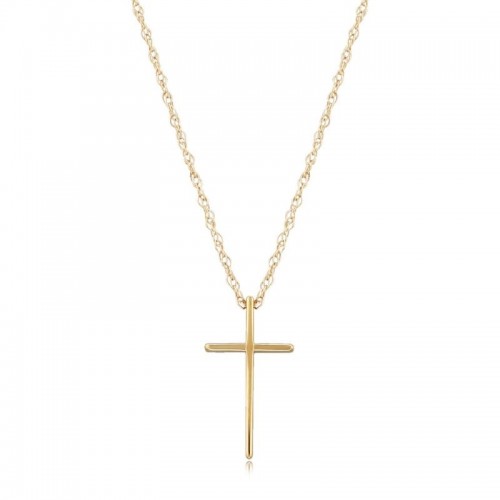 PD Collection Yg Chain W/ Knife-Edge Small Cross Pendant Necklace 18