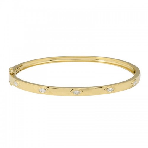 14K Yellow Gold Marquise Diamond Bangle By Providence Diamond Collection