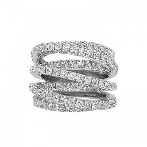 Leo Pizzo 18K White Gold Multi Row Crossover Ring