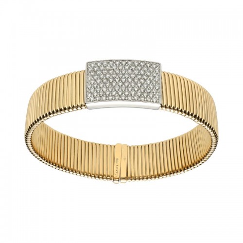 18K White And Yellow Gold Wide Bracelet BY Leo Pizzo
