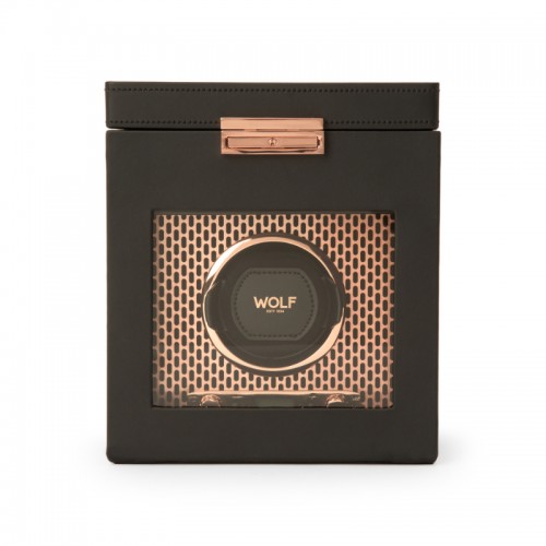 Axis Single Watch Winder With Storage With Copper Detail BY WOLF