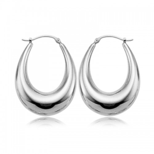 Sterling Silver Polished Oval Hoop Earrings BY PD Collection