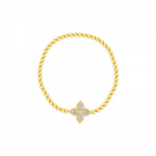 Yellow & White Gold Diamond Princess Flower Bracelet Petite By Roberto Coin