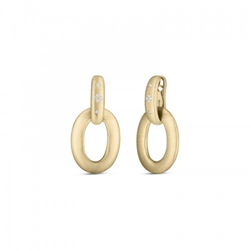 18k Duchessa Diamond Accent Satin Yellow Gold Doorknocker Earrings BY Roberto Coin