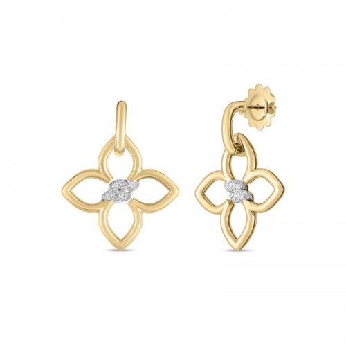 18k Cialoma Flower Drop Earrings With Diamonds BY Roberto Coin