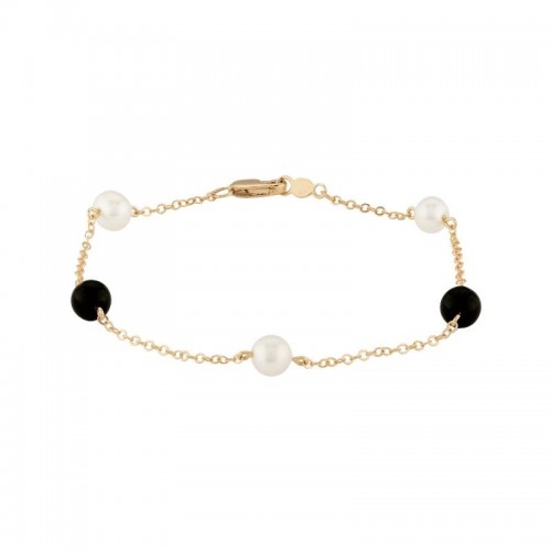 PD Collection Freshwater Pearls And Black Onyx Bracelet