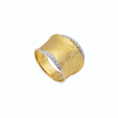 18K Yellow Gold Lunaria Collection .14Ctw Diamond pave Medium Ring Size 7 By Marco Bicego