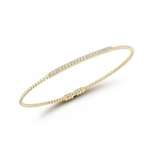 18k Yellow Gold Diamond Bar Beaded Bracelet BY PD Collection