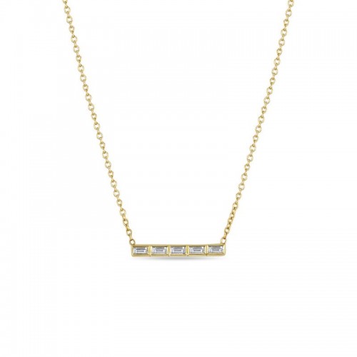 14k Diamond 5 Graduated Prong Necklace By Zoe Chicco