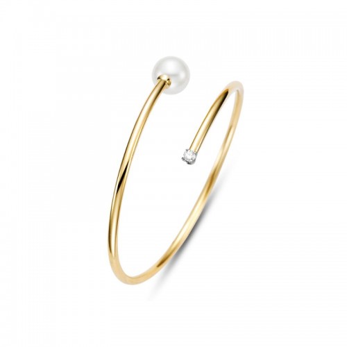 18K White And Yellow Gold Spring Cuff Bracelet By Pd Collection