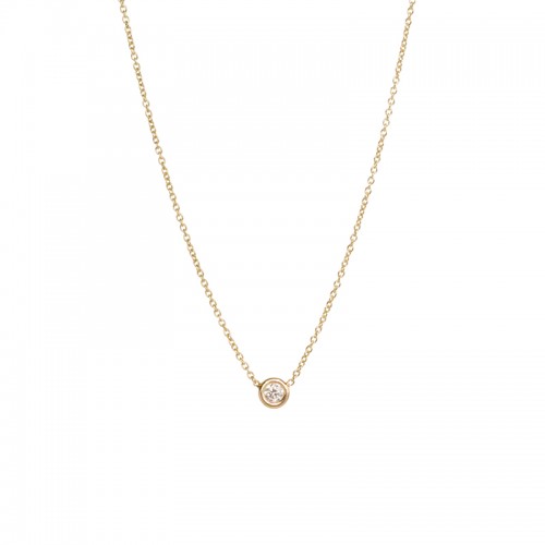 Bezel-Set Single Diamond Choker Necklace By Zoe Chicco