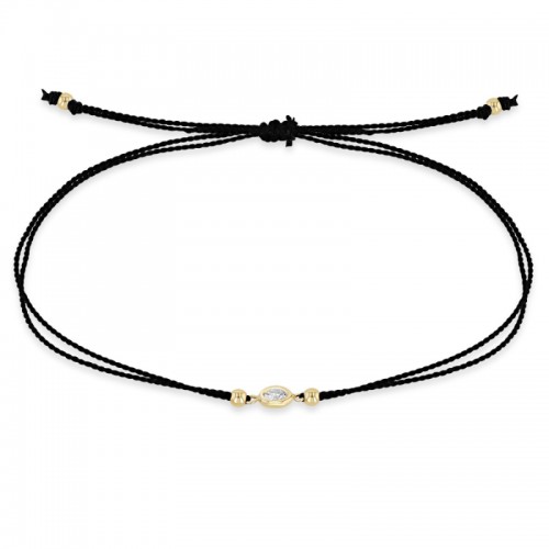 14K Yellow Gold Floating Solitaire Cord Bracelet