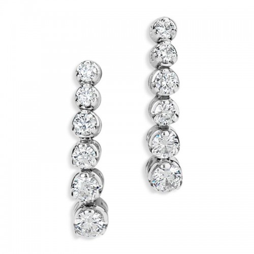 14K Graduated Diamond Drop Stud Earrings By PD Collection