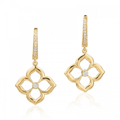 Gumuchian 18K Yellow Gold Diamond Lotus Fleur Drop Earrings