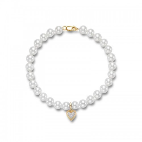 18K Yellow Gold Heart Charm Bracelet By Pd Collection