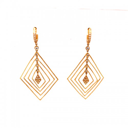 PD Collection 18K Yellow Gold Geometic Drop Earrings