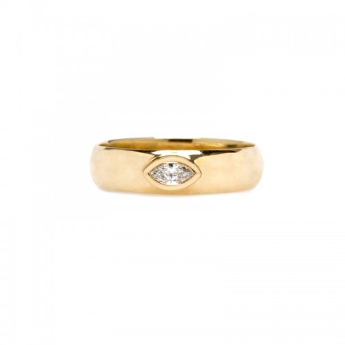 14k Diamond Half Round Ring With Marquise BY Zoe Chicco