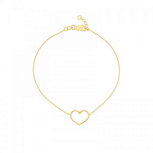 PD Collection 14K Yellow Gold Station Open Heart Bracelet