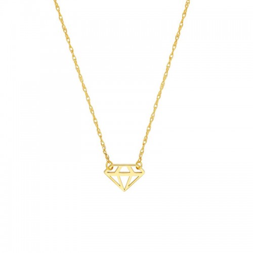 PD Collection 14K Yellow Gold Mini Diamond-Shaped Necklace 18