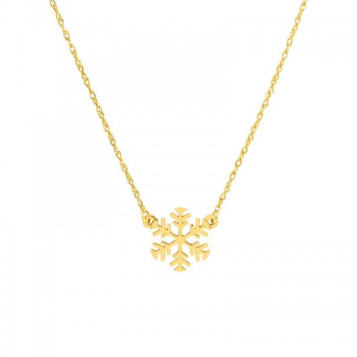 PD Collection 14K Yellow Gold Mini Snowflake Station Necklace 18