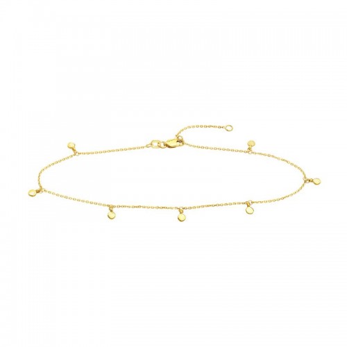 PD Collection 14K Yellow Gold Mini Disc Dangle Anklet