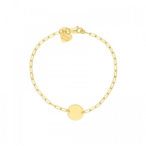 14K Yellow Gold Kid's Paperclip Bracelet With Disc Charm By PD Collection
