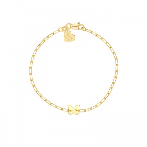 14K Yellow Gold Kids Paperclip With Butterfly Bracelet BY PD Collection