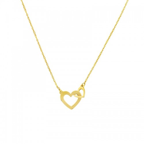 14K Yellow Gold Interlocked Hearts Necklace BY PD Collection