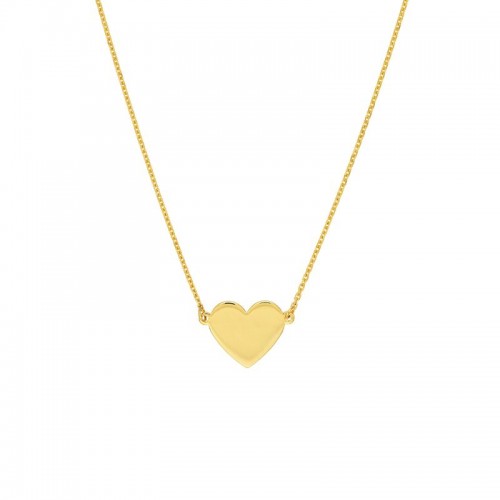 PD Collection 14K Yellow Gold Flat Heart Necklace 18