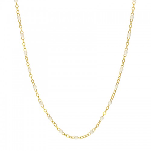 PD Collection 14K Yellow Gold White Enamel Bead Necklace