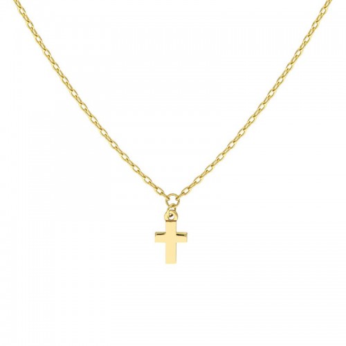 14K Yellow Gold Mini Cross Dangle Necklace By PD Collection