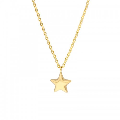 PD Collection 14K Yellow Gold Kid's Puff Star Pendant Necklace