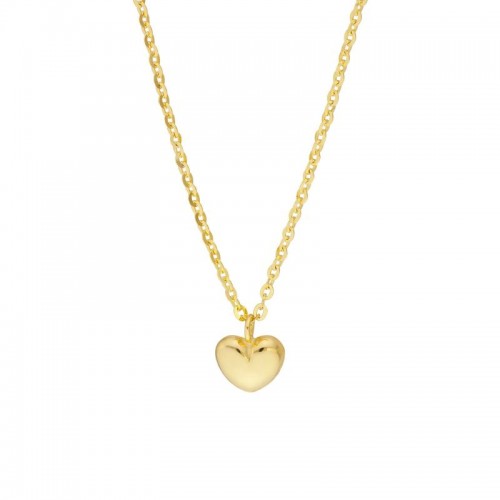 PD Collection 14K Yellow Gold Kid's Mini Puff Heart Necklace