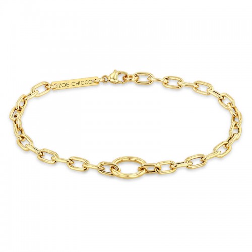 14K Circle Medium Square Oval Link Chain Bracelet BY Zoe Chicco