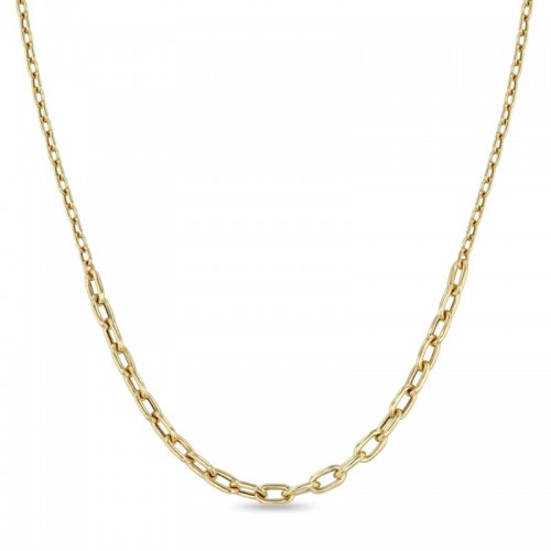 Zoe Chicco 14k Mixed Small & Medium Square Oval Link Chain Station Necklace