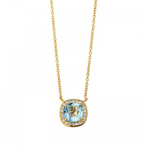 Syna 18K Diamond and Blue Topaz Pendant Necklace