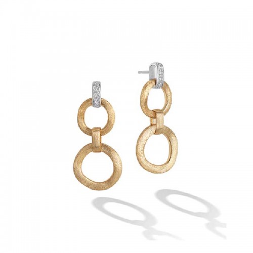 Marco Bicego Jaipur Collection 18K Yellow Gold Double Drop Earrings With Diamonds