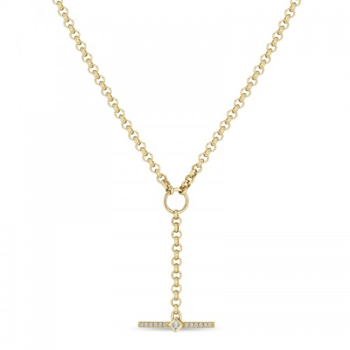Zoe Chicco 14K Princess Diamond & Diamond Bar Toggle Lariat Necklace