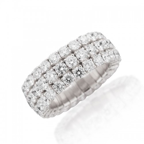 18K White Gold Round Cut Diamond Xpandable Ring BY Picchiotti
