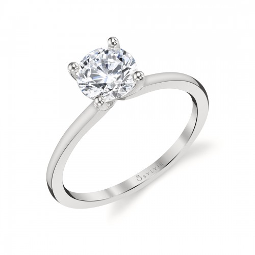 Sylvie 14K White Gold Solitaire Mounting for 1.25Ct Rb Center