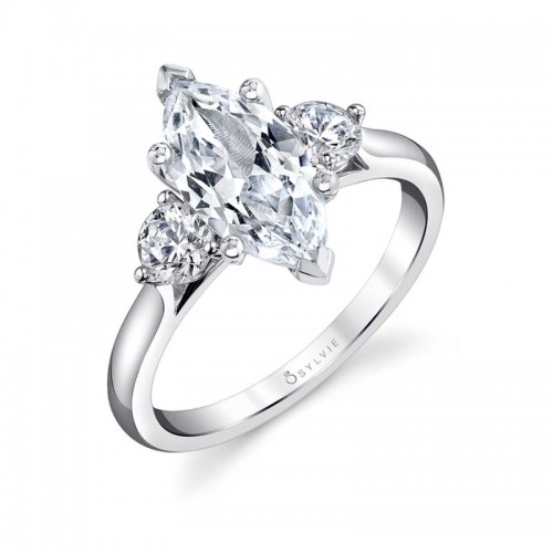 Marquise Cut Three Stone Engagement Ring - Marcella