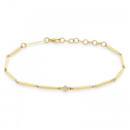 Zoe Chicco 14K Single Diamond Gold Linked Bar Bracelet
