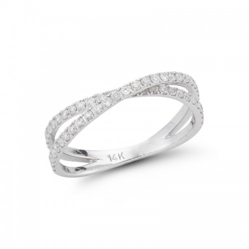 14k White Gold Diamond Criss Cross Ring By PD Collection