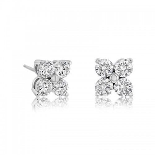 14K Diamond Four Stone Stud Earrings BY Providence Diamond Collection
